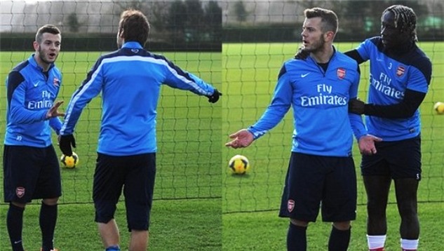 Jack Wilshere và Flamini cãi nhau to trên sân tập